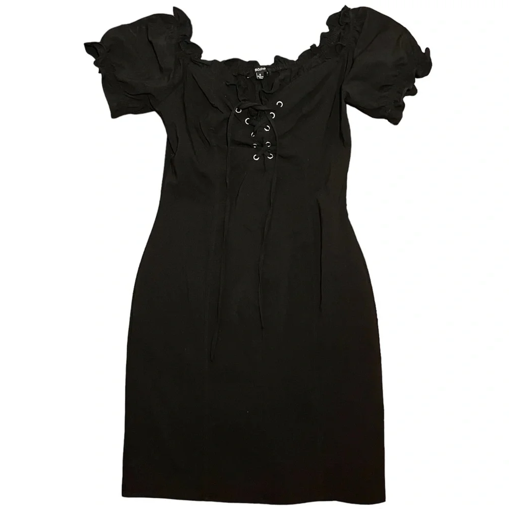 Dark Fairy Core Black Tie Up Mini Dress ๐ง๐ผโโ๏ธ๐ค - Picture 2 of 8